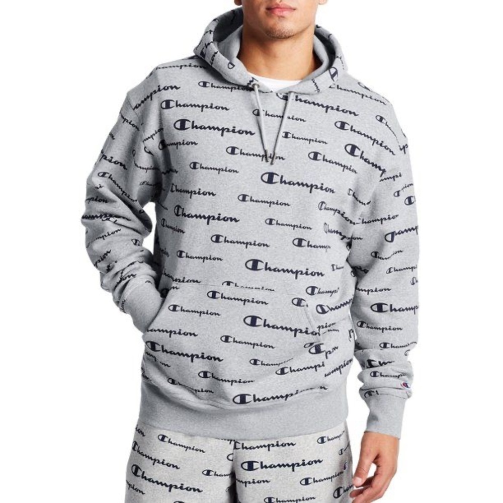 Champion Gray Sweatshirt Hoodie Classic Design